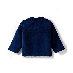 Babyhug Velour Knit Full Sleeves Winter Wear Night Suit With Animal Patch - Navy Blue