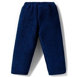 Babyhug Velour Knit Full Sleeves Winter Wear Night Suit With Animal Patch - Navy Blue