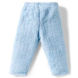 Babyhug Velour Knit Full Sleeves Winter Wear Night Suit With Teddy Bear Patch - Light Blue