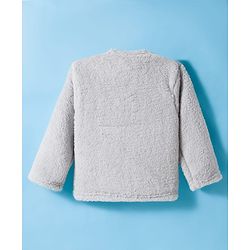 Babyhug Velour Knit Full Sleeves Winter Wear Night Suit With Smiley Face - Grey