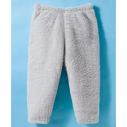 Babyhug Velour Knit Full Sleeves Winter Wear Night Suit With Smiley Face - Grey