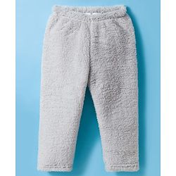 Babyhug Velour Knit Full Sleeves Winter Wear Night Suit With Smiley Face - Grey