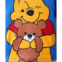 Babyhug Disney Single Jersey Knit Half Sleeves T-Shirt & Track Pant Set with Front and Back Winnie the Pooh Graphic - Blue & Red