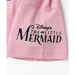 Babyhug Disney Single Jersey Knit Half Sleeves T-Shirt & Skirt Set with Ariel Graphic & Mesh Detailing - Multicolor