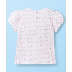Babyhug Single Jersey Knit Half Sleeves Polka Dots & Floral Printed T-Shirt & Dungaree - White
