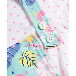 Babyhug Single Jersey Knit Half Sleeves Polka Dots & Floral Printed T-Shirt & Dungaree - White