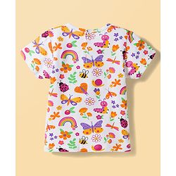 Babyhug Single Jersey Knit Half Sleeves T-Shirt & Dungaree Set with Jungle Theme Print & Embroidery - Multicolor