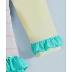 Babyhug Raglan Full Sleeves Cherry Cake Printed V Cut Swimsuit - White & Light Yellow
