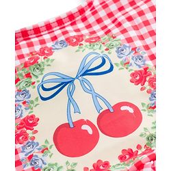 Babyhug Sleeveless Checkered V Cut Swimsuit with Cherry Print - Red