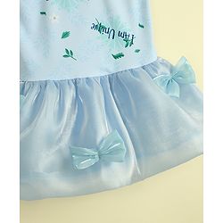 Babyhug Sleeveless Text Printed & Bow Applique Frock Swimsuit - Light Blue
