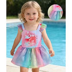 Babyhug Sleeveless Mermaid Printed Frock Swimsuit - Purple