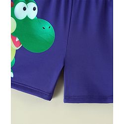 Babyhug Dino Printed Swimming Trunk With Cap - Navy Blue