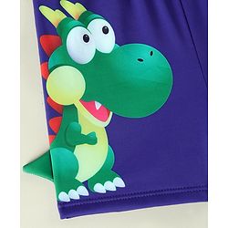 Babyhug Dino Printed Swimming Trunk With Cap - Navy Blue