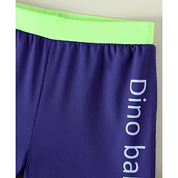 Babyhug Dino Printed Swimming Trunk With Cap - Navy Blue