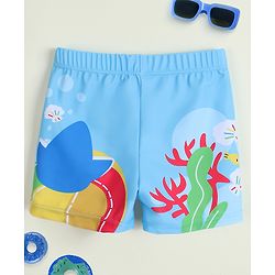 Babyhug Sea Life Printed Swimming Trunk - Light Blue