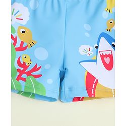 Babyhug Sea Life Printed Swimming Trunk - Light Blue