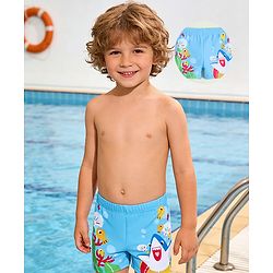 Babyhug Sea Life Printed Swimming Trunk - Light Blue