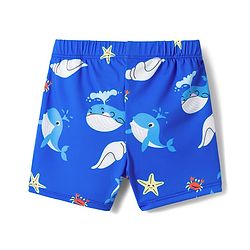 Babyhug Swimming Trunks with Sea Life Theme Print & Cap - Blue