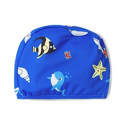 Babyhug Swimming Trunks with Sea Life Theme Print & Cap - Blue