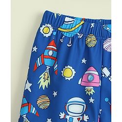 Babyhug Swimming Trunk with Cap & Space Theme Print - Navy Blue