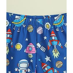 Babyhug Swimming Trunk with Cap & Space Theme Print - Navy Blue