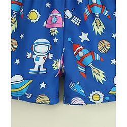 Babyhug Swimming Trunk with Cap & Space Theme Print - Navy Blue