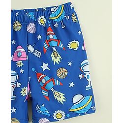 Babyhug Swimming Trunk with Cap & Space Theme Print - Navy Blue