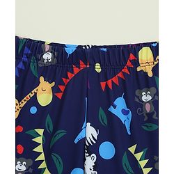 Babyhug Swimming Trunk with Cap & Jungle Theme Print - Navy Blue