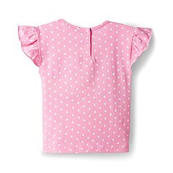 Babyhug Single Jersey Knit Half Sleeves T-Shirt & Dungaree with Polka Dots Print & Butterfly Applique- Pink