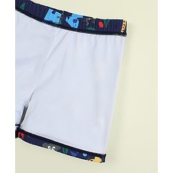 Babyhug Swimming Trunk with Cap & Jungle Theme Print - Navy Blue