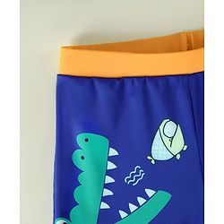 Babyhug Crocodile Printed Swimming Trunk With Cap - Blue