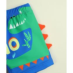 Babyhug Dino Printed Swimming Trunk With Cap - Blue