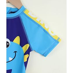Babyhug Half Raglan Sleeves Legged Swimsuit with Dino Print - Blue