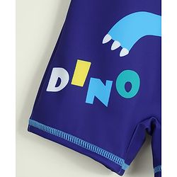 Babyhug Half Raglan Sleeves Legged Swimsuit with Dino Print - Blue