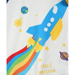 Babyhug Raglan Half Sleeves Space Theme Printed Two Piece Swimsuit - White