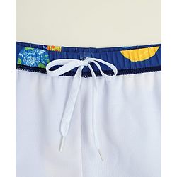 Babyhug Raglan Half Sleeves Space Theme Printed Two Piece Swimsuit - White