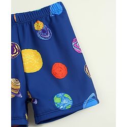 Babyhug Raglan Half Sleeves Space Theme Printed Two Piece Swimsuit - White