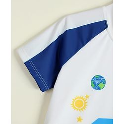 Babyhug Raglan Half Sleeves Space Theme Printed Two Piece Swimsuit - White