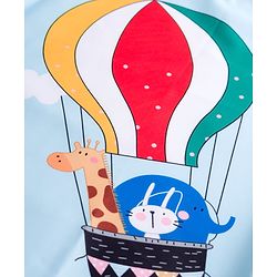 Babyhug Half Sleeves Two Piece Swimsuit with Hot Air Balloon Print - Light Blue