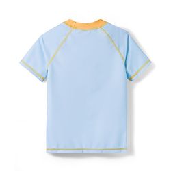 Babyhug Half Sleeves Two Piece Swimsuit with Hot Air Balloon Print - Light Blue
