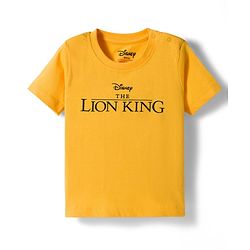 Babyhug Disney Single Jersey Knit Dungaree & Half Sleeves Inner Tee With Lion King Graphics - Blue & Yellow