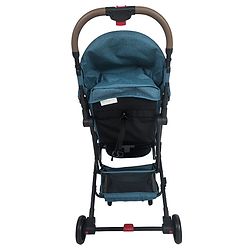 Babyhug Compact Fold Baby Stroller with Trolley Handle & Linked Brake | One-Hand Fold| 5-Point Harness| Multi-Recline Seat| Shock Absorbing Wheels| Concealed Linked Brake  Blue