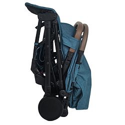 Babyhug Compact Fold Baby Stroller with Trolley Handle & Linked Brake | One-Hand Fold| 5-Point Harness| Multi-Recline Seat| Shock Absorbing Wheels| Concealed Linked Brake  Blue