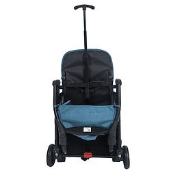 Babyhug Compact Fold Baby Stroller with Trolley Handle & Linked Brake | One-Hand Fold| 5-Point Harness| Multi-Recline Seat| Shock Absorbing Wheels| Concealed Linked Brake  Blue