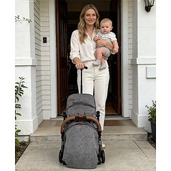 Babyhug Compact Fold Baby Stroller with Trolley Handle & Linked Brake | One-Hand Fold| 5-Point Harness| Multi-Recline Seat| Shock Absorbing Wheels| Concealed Linked Brake  Blue