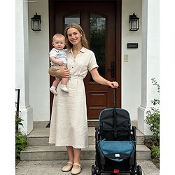 Babyhug Compact Fold Baby Stroller with Trolley Handle & Linked Brake | One-Hand Fold| 5-Point Harness| Multi-Recline Seat| Shock Absorbing Wheels| Concealed Linked Brake  Blue