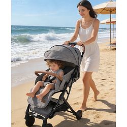 Babyhug Compact Fold Baby Stroller with Trolley Handle & Linked Brake | One-Hand Fold| 5-Point Harness| Multi-Recline Seat| Shock Absorbing Wheels| Concealed Linked Brake  Blue