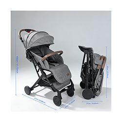 Babyhug Compact Fold Baby Stroller with Trolley Handle & Linked Brake | One-Hand Fold| 5-Point Harness| Multi-Recline Seat| Shock Absorbing Wheels| Concealed Linked Brake  Blue