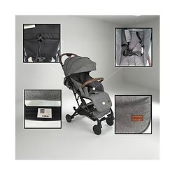 Babyhug Compact Fold Baby Stroller with Trolley Handle & Linked Brake | One-Hand Fold| 5-Point Harness| Multi-Recline Seat| Shock Absorbing Wheels| Concealed Linked Brake  Blue