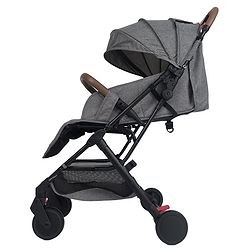 Babyhug Compact Fold Baby Stroller with Trolley Handle & Linked Brake | One-Hand Fold| 5-Point Harness| Multi-Recline Seat| Shock Absorbing Wheels| Concealed Linked Brake  Blue